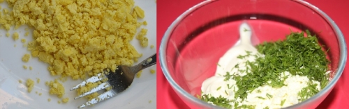 Змішуємо жовтки, сир і кріп