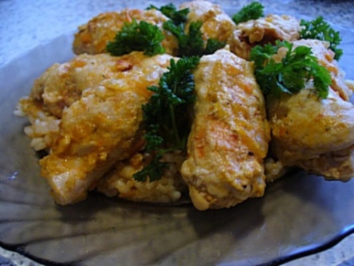 запечене з грибами філе