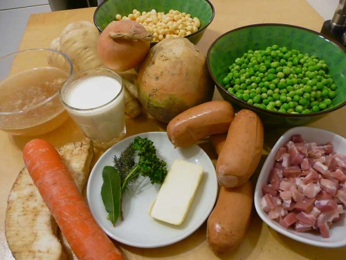 Інгредієнти для супу з зеленим горошком