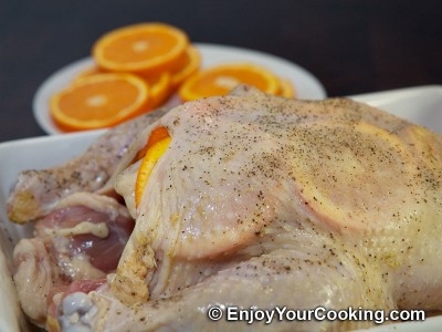 начиняємо курку 6 апельсиновими кільцями