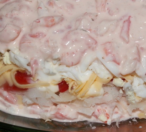 Заключний шар з креветок і соусу