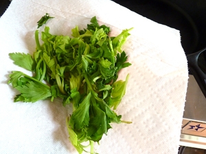 викладаємо листя селери на паперовий рушник