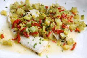 Тілапія запечена з кабачками