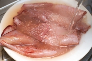 Перший етап підготовки кальмара до салату