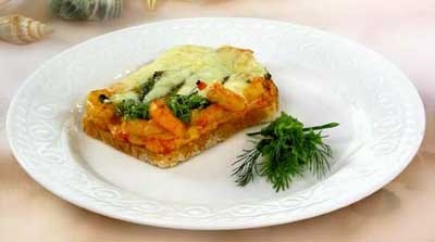 Сирні тости з креветками