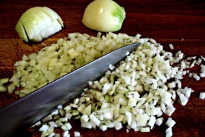 лук кубиком
