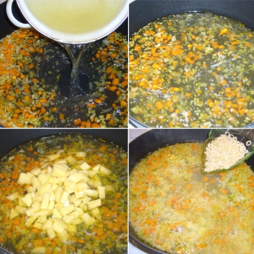 Добвляем овочі в суп.