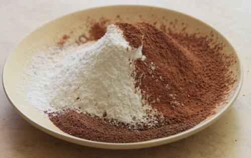 змішуємо шоколад,какао,борошно