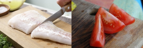 Додаємо судака, потім помідори