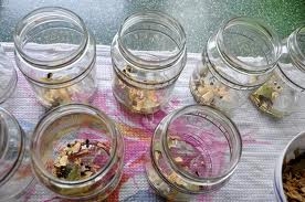 засипаємо шар солі і грибів у кожну банку