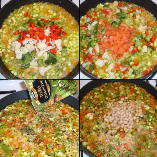 Добвляем овочі в суп.