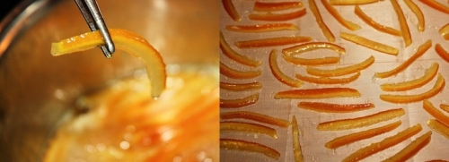 По черзі викладаємо шматочки цедри на пергамент